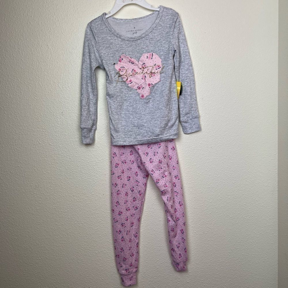 Laura Ashley Toddler Pink/Gray Ditsy Floral Sleep Set size 4 t